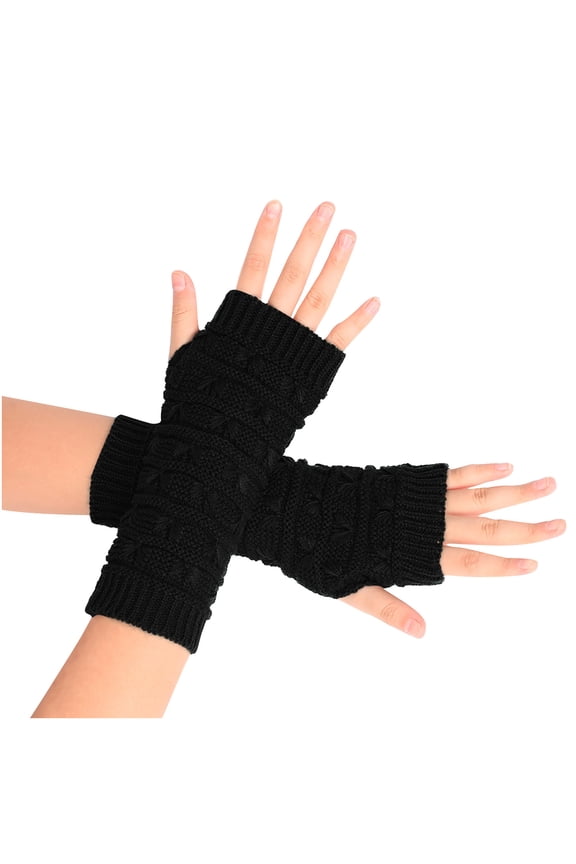 Fewfanhot Women's Thermal Touchscreen Fingerless Gloves - Stretch Knit Winter Design with Insulated Lining for Cold Weather Protection