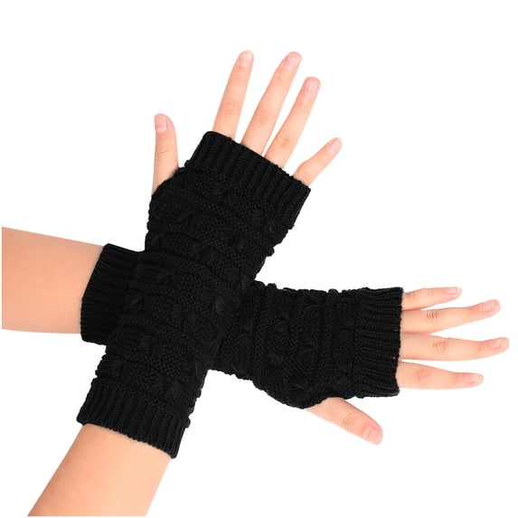 Fewfanhot Women's Thermal Touchscreen Fingerless Gloves - Stretch Knit Winter Design with Insulated Lining for Cold Weather Protection