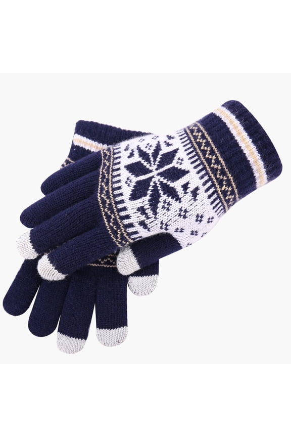 Fewfanhot Women's Thermal Touchscreen Gloves with Snowflake - Stretch Knit Winter Design with Insulated Lining for Cold Weather Protection