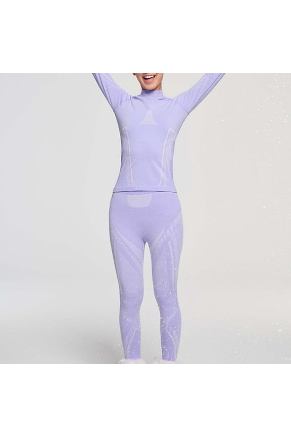 Women's Thermal Underwear Set Winter Skiing Base Layer Breathable Tight Fit Solid Color Warm Sportswear