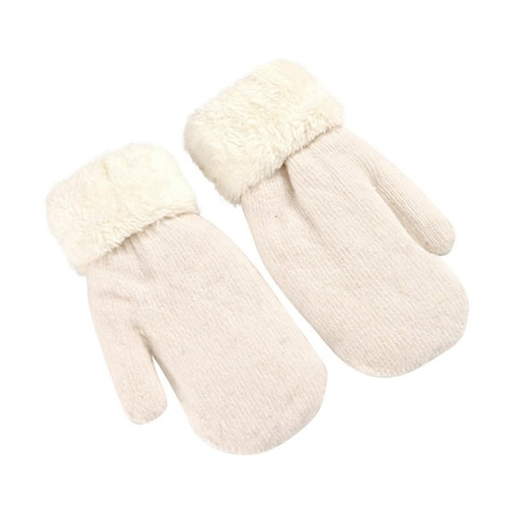 Fewfanhot Women's Thickened Warm Gloves Knitted- Stretchy Winter Full Finger Mittens in Solid Colors