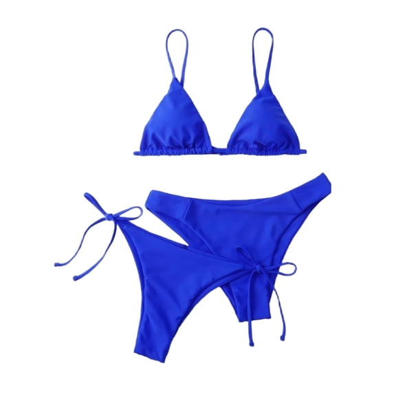 Fewfanhot Women's Three-Piece Swimsuit Set, Bikini with Cutout Back Design and Removable Padding for a Complete Beach Look