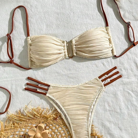 Fewfanhot Women's Three-Point Comfort Bikini Set, Two-Piece Supportive Design, Lightweight Quick-Dry Pool Lounging Swimwear