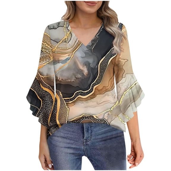 Fewfanhot Women's Tops Boho Short Sleeve Business Casual Blouses Button Down Floral Shirts Fashion Beach