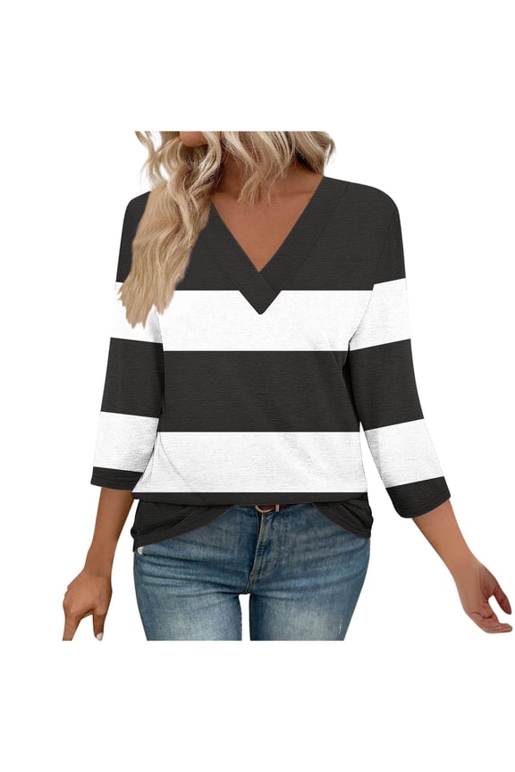 Women's Tops Fall Fashion V Neck Business Casual Tunic Pullover Outfits