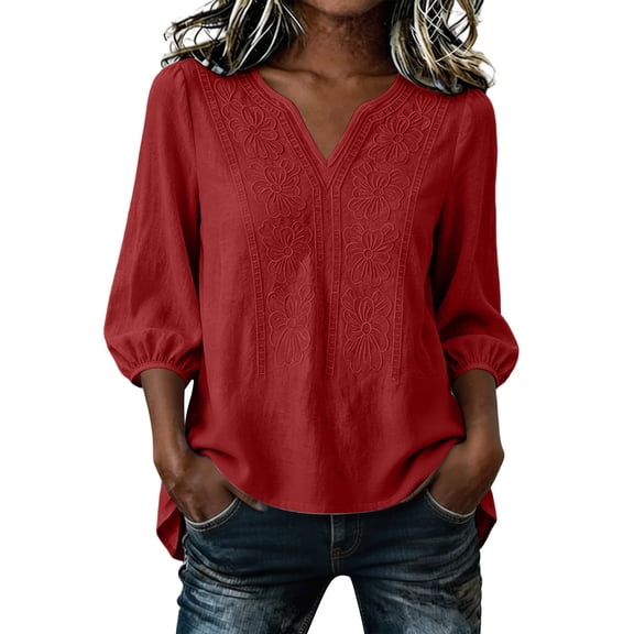 Fewfanhot Women's Tops Floral Short Sleeve V Neck Peasant Blouse Loose Summer Tops