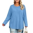 thumbnail image 1 of Fewfanhot Women's Tops Plus Size Tops Fall Loose Fit Casual Blouses Crewneck Loose Fit Basic Tees Winter Outfits, 1 of 8