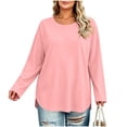 thumbnail image 1 of Fewfanhot Women's Tops Plus Size Tops Fall Loose Fit Casual Blouses Crewneck Loose Fit Basic Tees Winter Outfits, 1 of 5