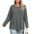 thumbnail image 1 of Fewfanhot Women's Tops Plus Size Tops Fall Loose Fit Casual Blouses Crewneck Loose Fit Basic Tees Winter Outfits, 1 of 8