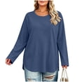 thumbnail image 1 of Fewfanhot Women's Tops Plus Size Tops Fall Loose Fit Casual Blouses Crewneck Loose Fit Basic Tees Winter Outfits, 1 of 8