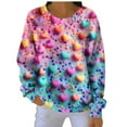 thumbnail image 1 of Fewfanhot Women's Tops, Tees & Blouses Heart Graphic Printed Fall Sweaters Cute Long Sleeve Pullover Jumper Crew Neck Lightweight Sweater, 1 of 6