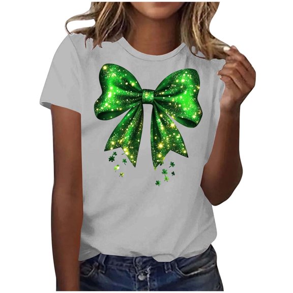 Fewfanhot Women's Tops, Tees & Blouses St Patricks Day Shamrock T-Shirts Happy Shirts Irish Clover Tee Tops
