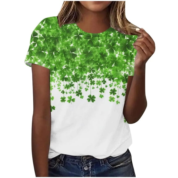 Fewfanhot Women's Tops, Tees & Blouses St Patricks Day Shirt Women Funny Saint Patricks Day Shirts Cute Shamrock Tshirt Graphic Tee Tops