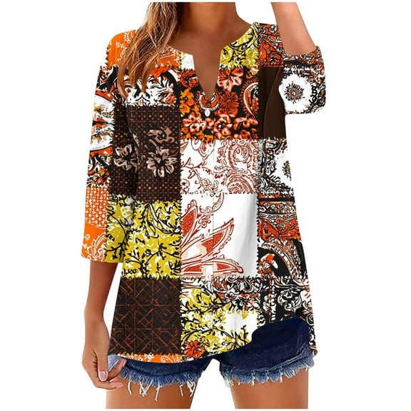 Fewfanhot Women's Tops, Tees & Blouses V Neck Button Down Shirts Dressy Casual Collarless Gauze Summer Blouses