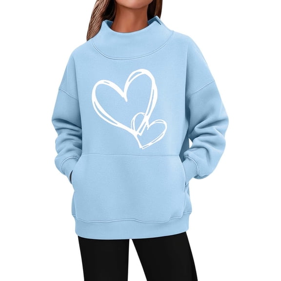 Fewfanhot Women's Tops, Tees & Blouses Valentines Crewneck Sweatshirt Love Heatr Printed Long Sleeve Pullover Tops Oversized Clothes