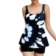 thumbnail image 1 of Fewfanhot Women's Two-Piece Print Tankini Top Ruffled Sleeveless Swimsuit Top with Straps and High Waist boyshorts Multi Colors, 1 of 5