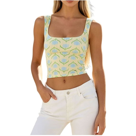 Fewfanhot Women's U-Neck Camisole Padded Tank Top, Spaghetti Strap Casual Summer Slim Fit Basic Layering Cami, Daily Wear Office Underwear Outfit, S-3XL