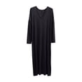 thumbnail image 1 of Fewfanhot Women's V-Neck Long Sleeve Modal Nightgown Solid Color Sleep Dress, Soft Slip Lounge Dress Ankle-Length Sleepwear, 1 of 6