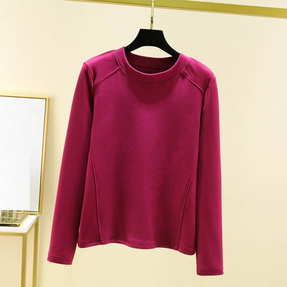 Fewfanhot Women's Velvet Loungewear Top, Wrap Style Round Neck Long Sleeve Soft Fabric for Chilly Evenings