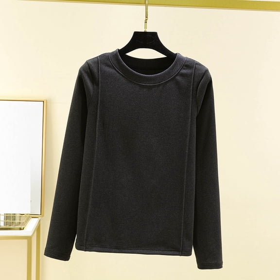 Fewfanhot Women's Velvet Loungewear Top, Wrap Style Round Neck Long Sleeve Soft Fabric for Chilly Evenings