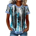 thumbnail image 1 of Fewfanhot Women's Vintage Tees Graphic Print Shirt Denim Short Sleeve T Shirts Summer Fashion Tops, S-3XL, 1 of 5