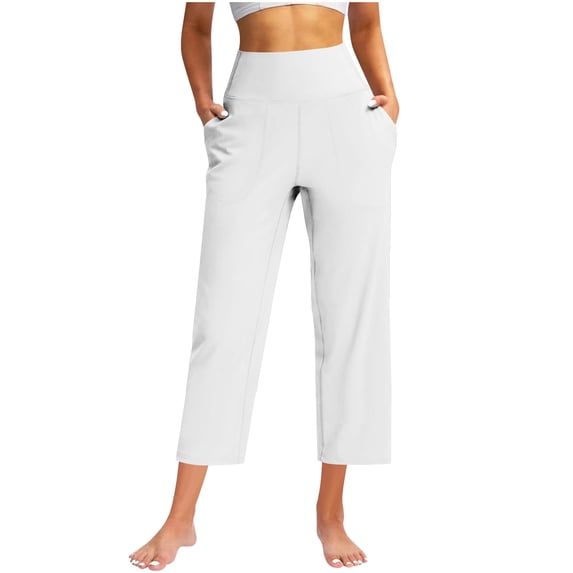 Fewfanhot Women's Wide Leg Yoga Pants with Side Pockets, Multi-Color High-Waisted Stretchy Workout Bottoms Comfy Athletic Pants for Yoga, Gym & Daily Wear