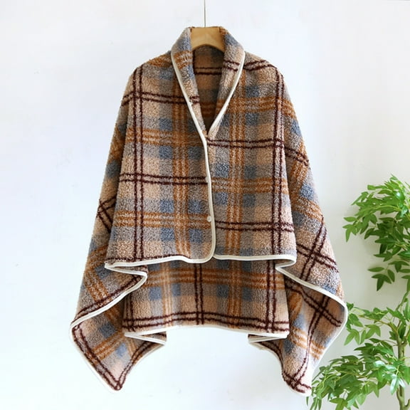 Fewfanhot Women's Winter Plaid Flannel Shawl Blanket Wrap Generous Size for Cozy Evenings and Comfort Home Wear