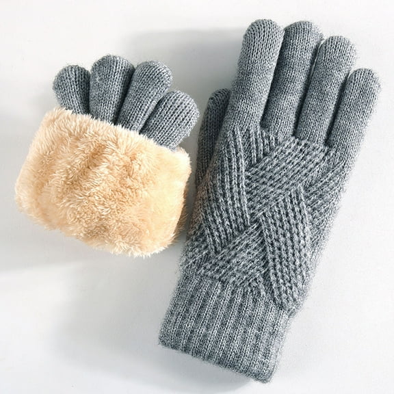 Fewfanhot Women's Winter Thermal Touchscreen Gloves - Casual Knit Solid Color Gloves with Insulated Lining for Cold Weather Protection