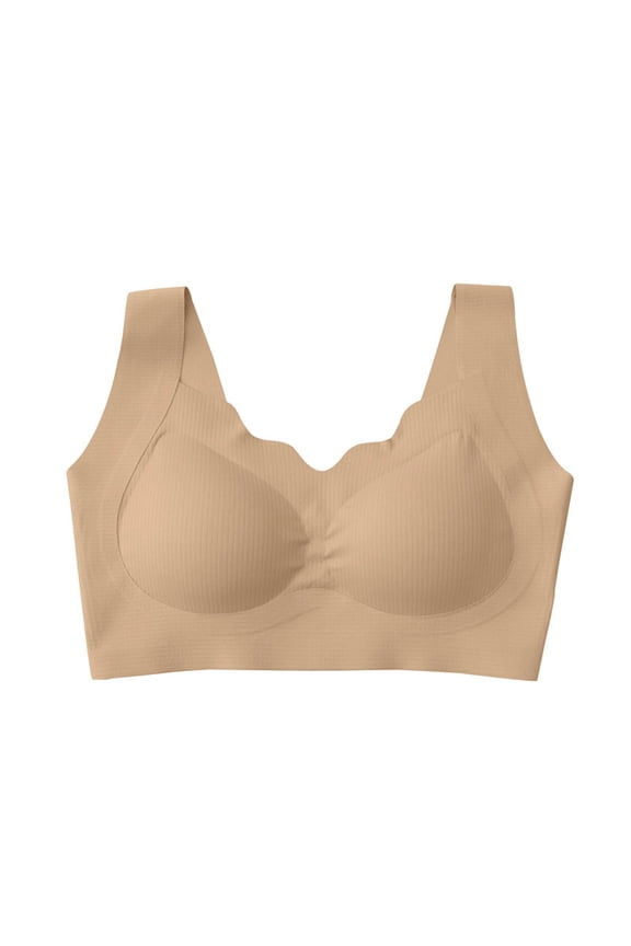 Women's Wireless Supportive Sport Bra, Tank Style with Side Coverage for Modesty, Solid Color Comfortable Anti-Sagging Everyday Bra for Women