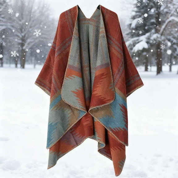 Fewfanhot Women's and Men Shawl Wrap Poncho Cape Cardigan Sweater Open Front for Cool Weather Outerwear Travel Blanket