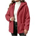 thumbnail image 1 of Fewfanhot Womens Clothes Fleece Sherpa Fuzzy Winter Warm Coat Hooded with Pockets Zip-Up Casual Top, 1 of 8
