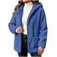 thumbnail image 1 of Fewfanhot Womens Clothes Fleece Sherpa Fuzzy Winter Warm Coat Hooded with Pockets, 1 of 7