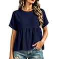 thumbnail image 1 of Fewfanhot Womens Clothes Summer Babydoll Tops Oversized Short Sleeve Crewneck T Shirts Casual Loose Plus Size Tunics, 1 of 5