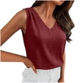thumbnail image 1 of Fewfanhot Womens Clothing Ruched Shoulder Dressy Blouse Business Casual Outfits Sleeveless V Neck Shirt Beach Vacation Clothes, 1 of 6