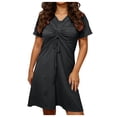 thumbnail image 1 of Fewfanhot Womens Dresses Casual Summer Twist Front V Neck Short Sleeve Mini Dress, 1 of 6