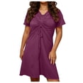 thumbnail image 1 of Fewfanhot Womens Dresses Casual Summer Twist Front V Neck Short Sleeve Mini Dress, 1 of 6