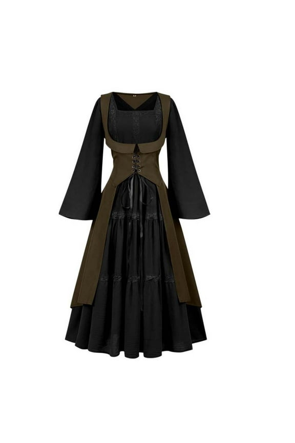 Womens Fall Dresses Medieval Dresses Renaissance Lace up Over Dress Halloween Vampire Bride Clothing for Women