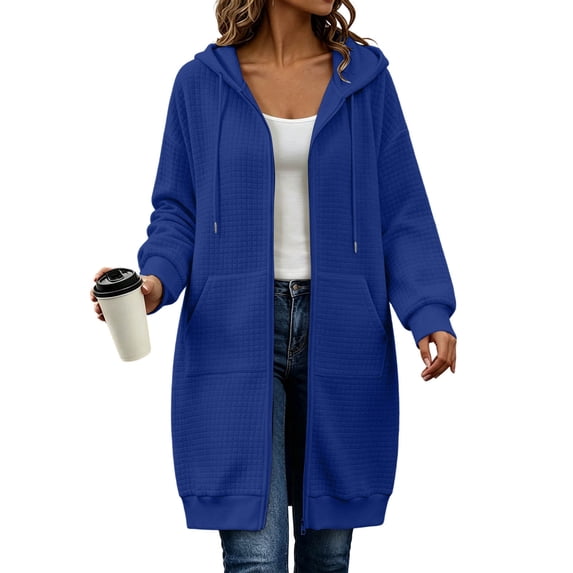Fewfanhot Womens Fall Tops Zip Up Oversized Fleece Long Tunic Casual Long Sleeve 2026 Fall Hoodie Jacket Coat
