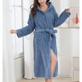 thumbnail image 1 of Fewfanhot Womens Fashion Long Fleece Plush Soft Feeling Robe Fluffy, Warm, Fleece Shaggy Comfort Bathrobe, 1 of 6