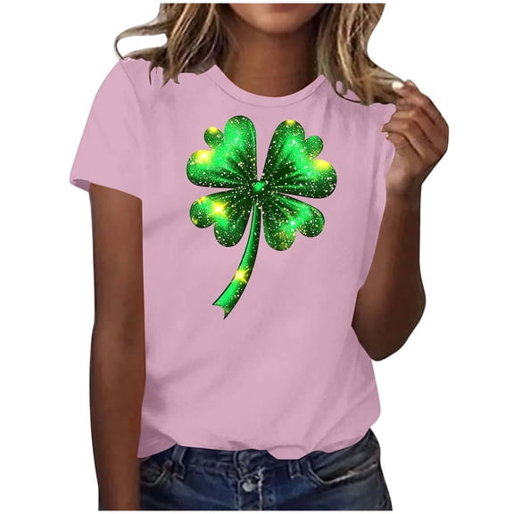 Fewfanhot Womens Fashion St Patricks Day Shamrock T-Shirts Happy Shirts Irish Clover Tee Tops