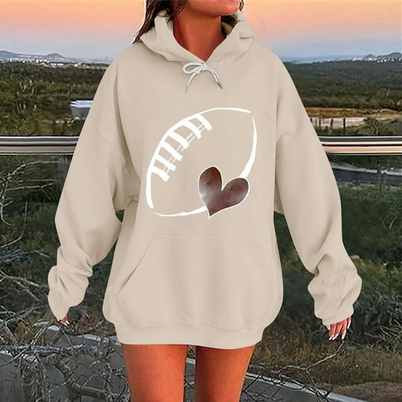 Fewfanhot Womens Hoodies Hooded Sweatshirt Football Game Day Sweatshirt Football Graphic Tee Pullover Long Sleeve Hoodies