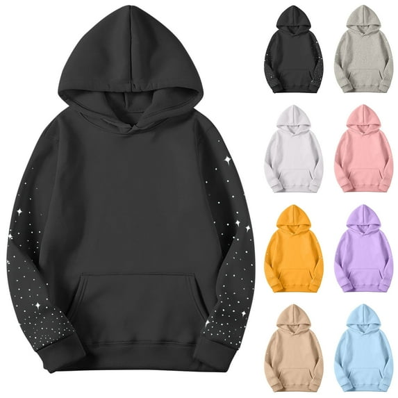 Fewfanhot Womens Hoodies Pullover Fashion Casual Ladies Cute Strawberry Cow Print Hoodie Casual Fuzzy Top