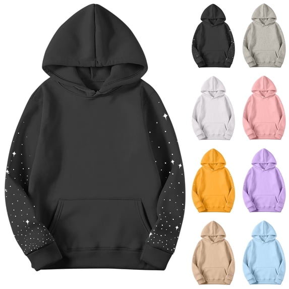 Fewfanhot Womens Hoodies Pullover Fashion Casual Ladies Cute Strawberry Cow Print Hoodie Casual Fuzzy Top