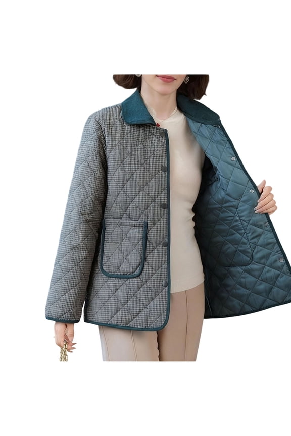 Womens Jacket Temperament Collar Lightweight Puffer Jackets Casual Winter Coat with Pockets