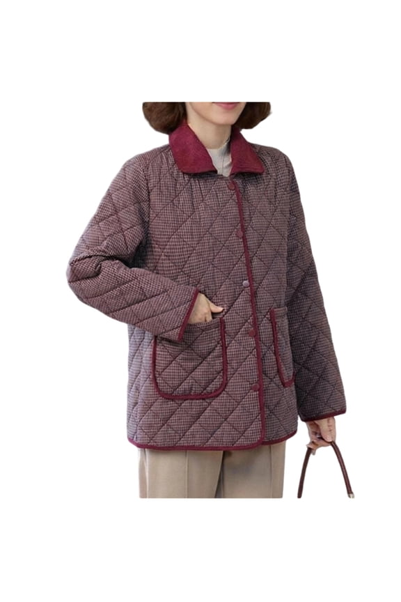 Womens Jacket Temperament Collar Lightweight Puffer Jackets Casual Winter Coat with Pockets