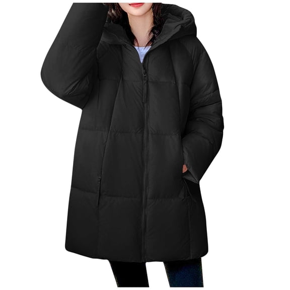 Fewfanhot Womens Jacket Thickened Winter Coat Hooded with Deep Pockets, Ladies Warm Winter Jacket