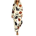 thumbnail image 1 of Fewfanhot Womens Lounge Set Halloween Pjs Drawstring Long Sleeve Pj Sets with Pockets for Pajamas Party, 1 of 7