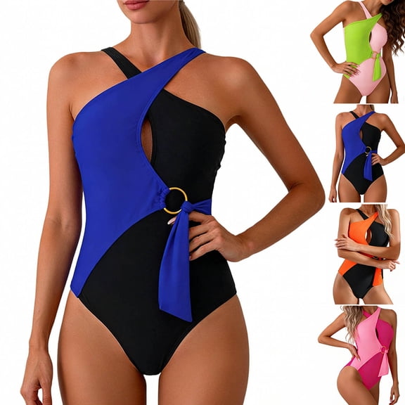 Fewfanhot Womens One Piece Swimsuits Halter Bathing Suits Push Up Swim Suits Slimming Tummy Control Swimwear