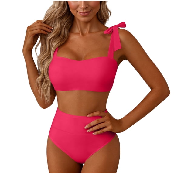 Fewfanhot Womens One Piece Swimsuits High Waisted Bikini Set 2 Piece Swimsuit Modest Cute Retro Bathing Suit