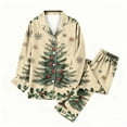 thumbnail image 1 of Fewfanhot Womens Pajamas Long Sleeve Button Down Sleepwear Holiday Matching Pjs Comfy Lounge, 1 of 5